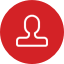White outline of a person icon inside a red circle.